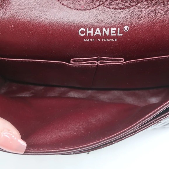 Chanel 2008 Classic Double Flap Bag Burgundy Quilted Patent Leather Shoulder Bag - Picture 11 of 12